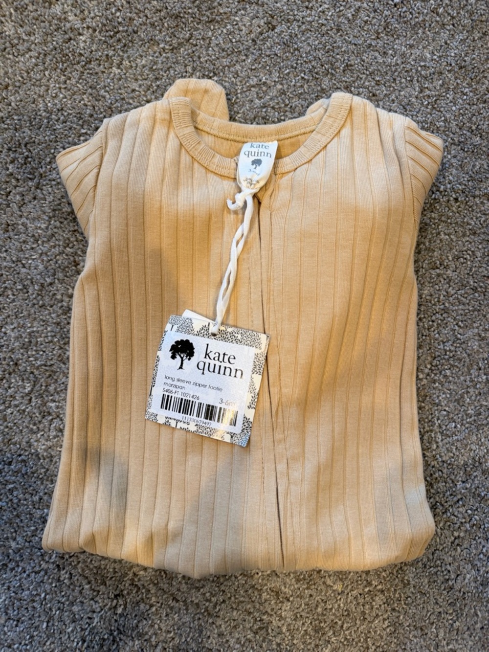 Kate Quinn Marzipan Ribbed Zipper Footie 3-6 Months
